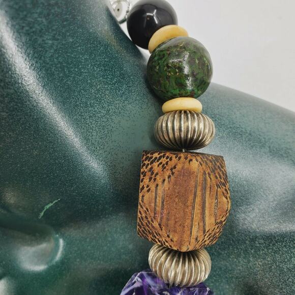 Coreen Vintage Wood Necklace Tribal Chunky Ethnic Bead Statement Art Superb READ - Picture 5 of 7